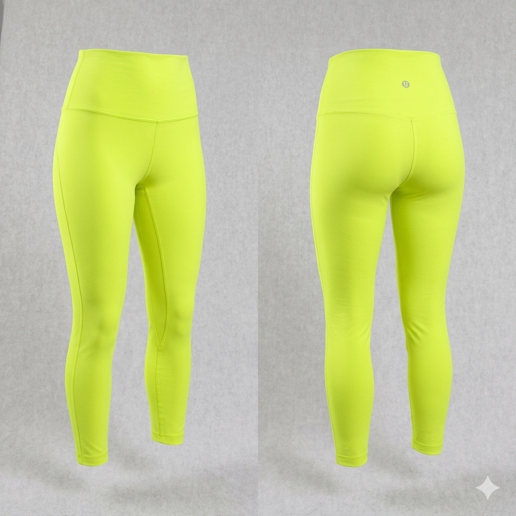 Lululemon Align Hirise Crop 21" Electric Lemon Neon Yellow Leggings Size 4 Nulu